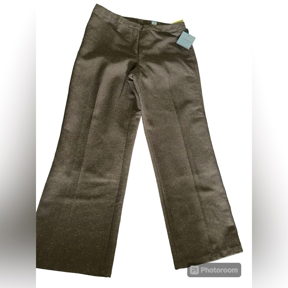NWT Sag Harbor Brown Tweed Manor House Trousers Size 14 Career